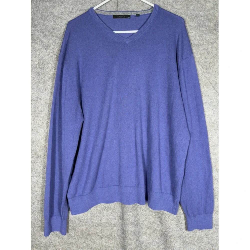 Greyson Mens Purple‎ Merino Wool Blend V-Neck Sweater Size XXL Long Sleeve Knit